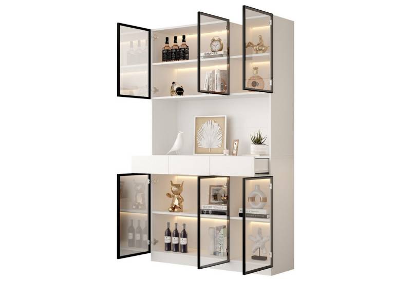 Odikalo Vitrine Schrank Glasschrank Tür 200cm hoch Multi Storage Bücherregal Sammlung von Odikalo