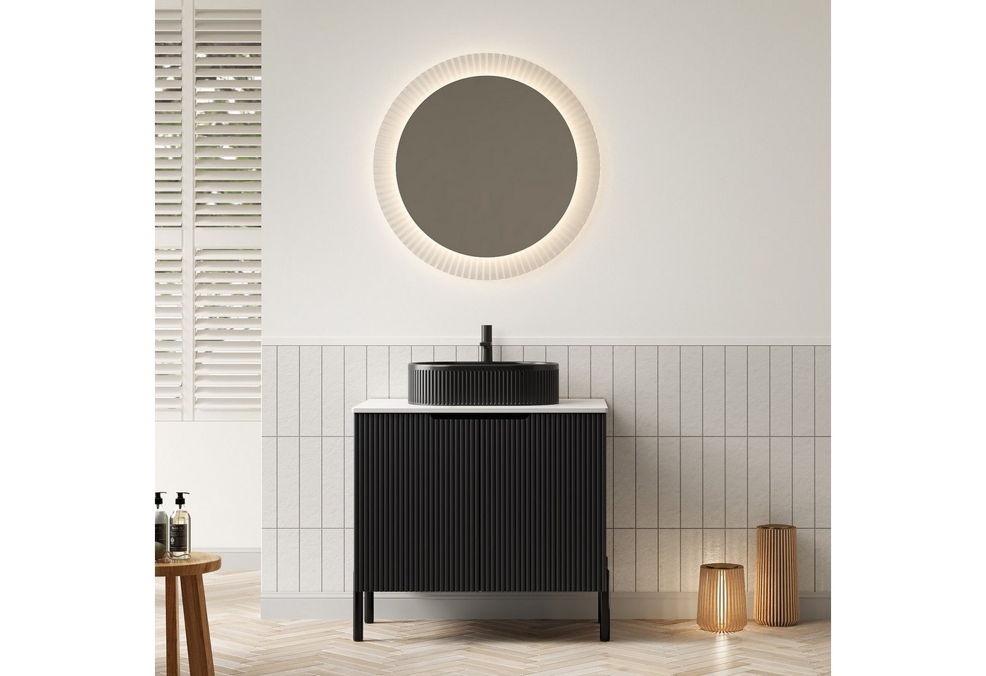 Odikalo Waschtisch Badmöbel Unterschrank Waschbecken Keramikbecken Steinmuster Badezimmer Odikalo Waschtisch Badmöbel Unterschrank Waschbecken Keramikbecken Steinmuster Badezimmer von Odikalo