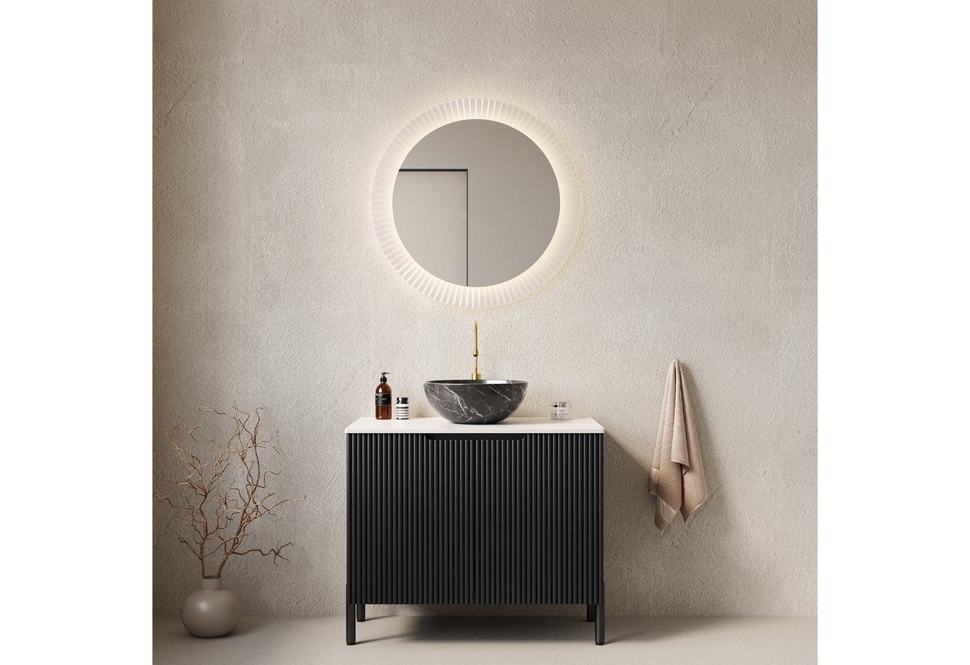 Odikalo Waschtisch Badmöbel Unterschrank Waschbecken Keramikbecken Steinmuster Badezimmer Odikalo Waschtisch Badmöbel Unterschrank Waschbecken Keramikbecken Steinmuster Badezimmer von Odikalo