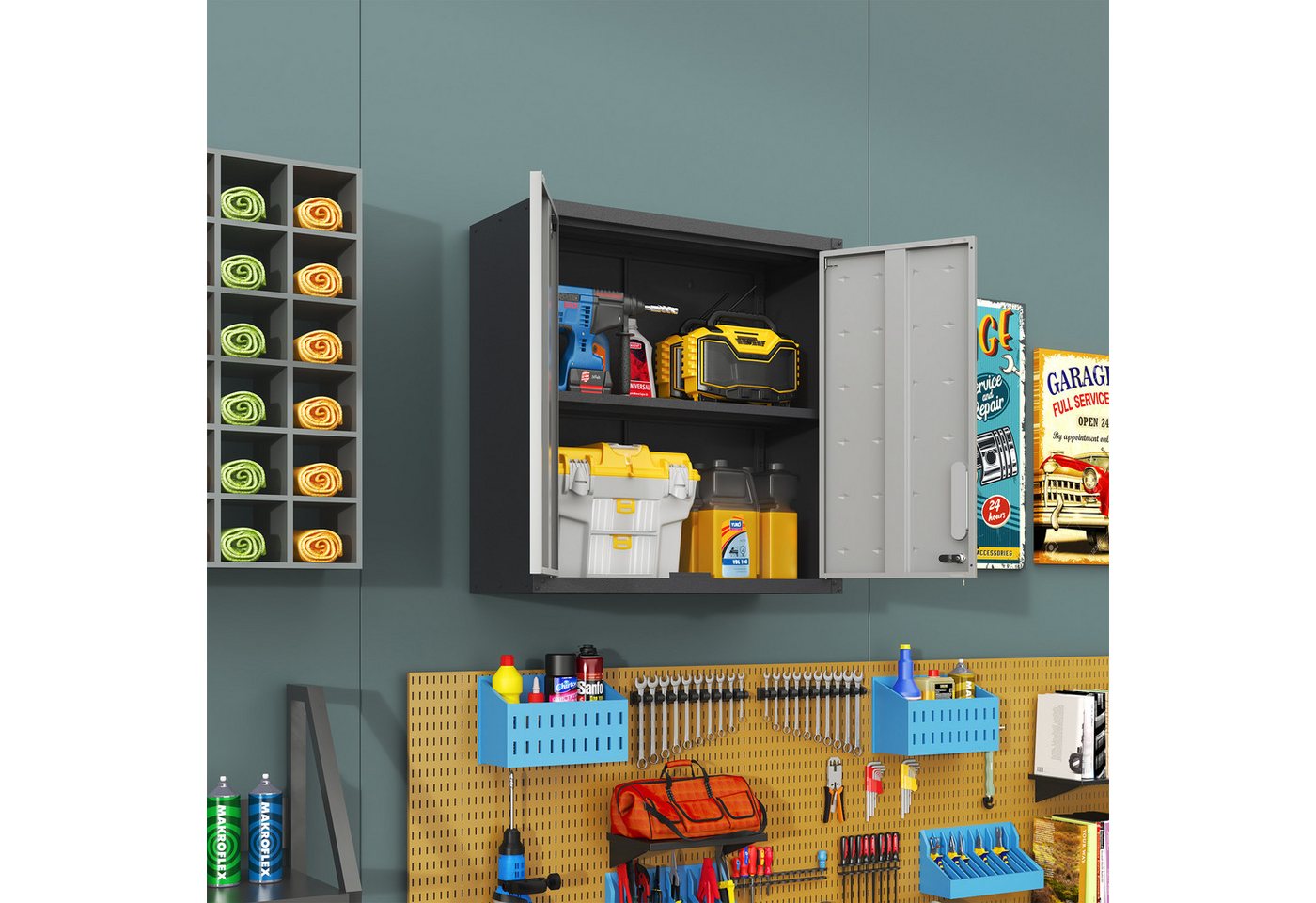 Odikalo Werkzeugschrank Metall-Wandschrank Türverschluss Ablage H77 cm×B 75 cm×T 30 cm grau Odikalo Werkzeugschrank Metall-Wandschrank Türverschluss Ablage H77 cm×B 75 cm×T 30 cm grau von Odikalo