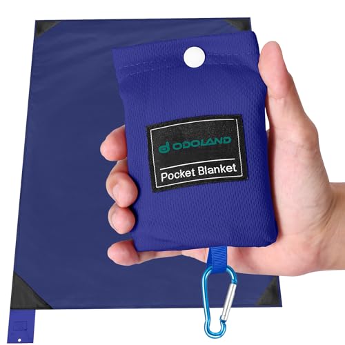 Odoland Picknickdecke 110 x 160 cm Stranddecke Sandabweisende Tragbare Camingmatte Ultraleicht Kompakt Strandtuch für BBQ, Strand, Reisen, Camping und Picknick Blau von Odoland