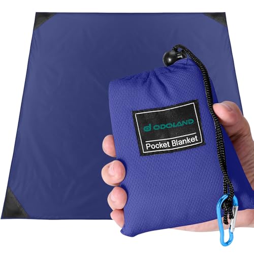 Odoland Picknickdecke 180 x 160 cm Stranddecke Sandabweisende Strandtuch Camingmatte Ultraleicht Kompakt für Park BBQ, Strand, Reisen, Camping und Picknick Blau von Odoland