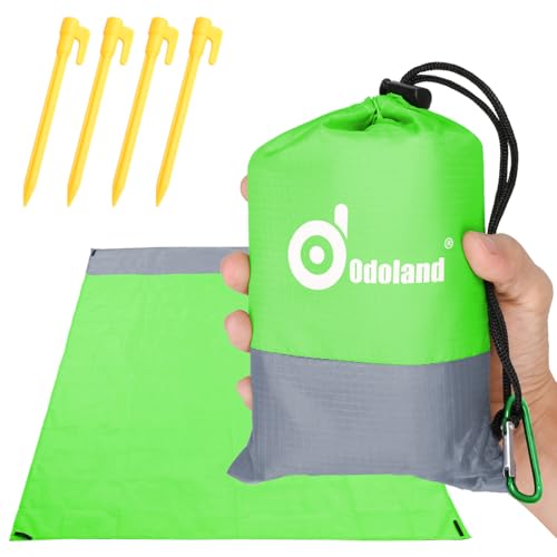 Odoland Picknickdecke Stranddecke 200 * 140 cm mit 4 Heringen Ideal für den Park Wandern Reise und Camping Grün von Odoland