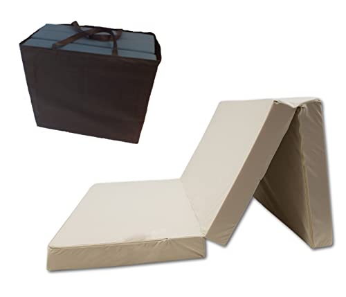 Odolplusz Klappmatratze Faltmatratze Klappbett - Made IN EU - als Matratze Gästebett Gästematratze einsetzbar (Beige mit Tasche, 80 x 200 cm) von Odolplusz
