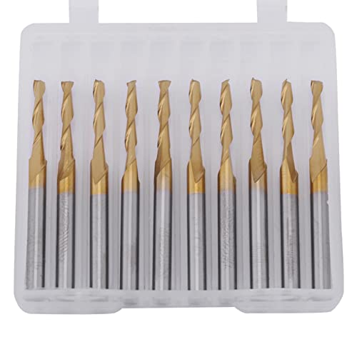 Odorkle 10 Stück 2 Flöte 3.175mm Schaft Fräser, Titanbeschichtet, Flachkopf, Endfräser von Odorkle