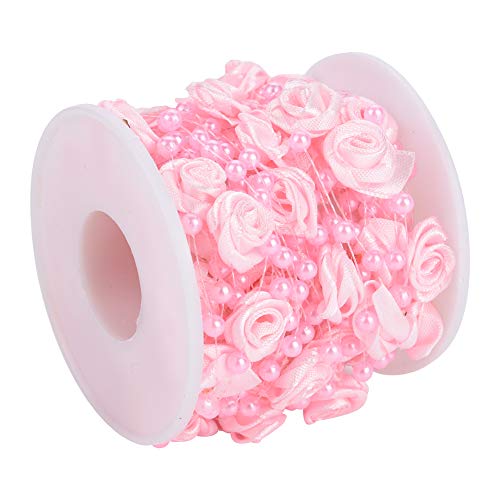 10M Rose Künstliche Perle, Perlenkette Perlengirlande Schnur Perlendraht Perlen Girlandenschnur Diy Hochzeitsdekoration (PINK) von Odorkle