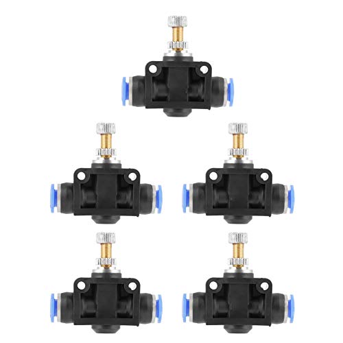 5 Stücke 6mm Luftstromregelventil, Pneumatische Luftventil Pneumatische Armaturen Flussminderer Durchflussgeschwindigkeitsregler Drossel in Einem Drücken von Odorkle