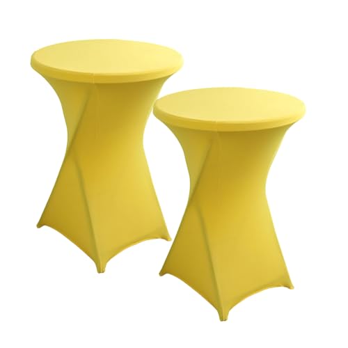 Odot 2 Stück Stehtisch Hussen 60/80X110 cm, Spandex Bars Tischhusse mit Fußtaschen, Stretch Stehtischhussen, Wiederverwendbar Cocktail Hussen für Stehtische, Bistrotisch (Gelb,60x110cm) von Odot
