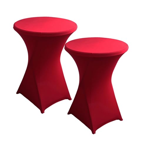 Odot 2 Stück Stehtisch Hussen 60/80X110 cm, Spandex Bars Tischhusse mit Fußtaschen, Stretch Stehtischhussen, Wiederverwendbar Cocktail Hussen für Stehtische, Bistrotisch (Rot,60x110cm) von Odot