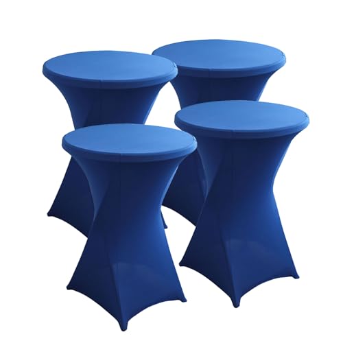 Odot 4 Stück Stehtisch Hussen 60/80X110 cm, Spandex Bars Tischhusse mit Fußtaschen, Stretch Stehtischhussen, Wiederverwendbar Cocktail Hussen für Stehtische, Bistrotisch (Dunkelblau,80x110cm) von Odot
