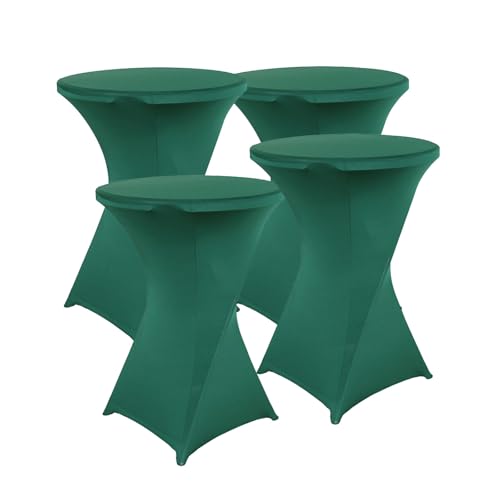 Odot 4 Stück Stehtisch Hussen 60/80X110 cm, Spandex Bars Tischhusse mit Fußtaschen, Stretch Stehtischhussen, Wiederverwendbar Cocktail Hussen für Stehtische, Bistrotisch (Dunkelgrün,60x110cm) von Odot