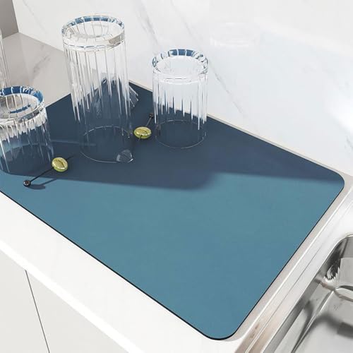 Odot Abtropfmatte für Geschirr, Abtropfmatte Geschirr Schnelltrocknend Geschirr, Abtropfmatte Kaffeemaschine Matte Kaffeematte (Pfauenblau,30x40cm) von Odot