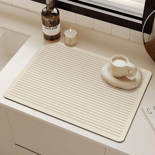 Odot Abtropfmatte für Geschirr, Abtropfmatte Geschirr Schnelltrocknend Geschirr, Moderner Stil Abtropfmatte Kaffeemaschine Matte Kaffeematte (50x60cm,Curry-Linien) von Odot