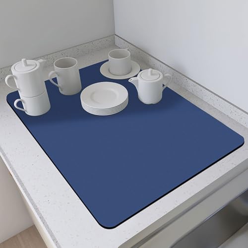 Odot Abtropfmatte für Geschirr, Abtropfmatte Geschirr Schnelltrocknend Geschirr Abtropfmatte Kaffeemaschine Matte Kaffeematte für Küche Café Spüle Bad - Reine Farbe (Marineblau,40x50cm) von Odot