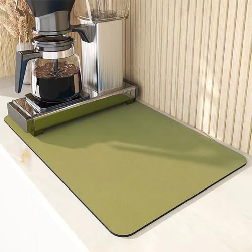 Odot Abtropfmatte für Geschirr, Abtropfmatte Geschirr Schnelltrocknend Geschirr Reine Farbe Abtropfmatte Kaffeemaschine Matte Kaffeematte (50x60cm,Salbei Grün) von Odot