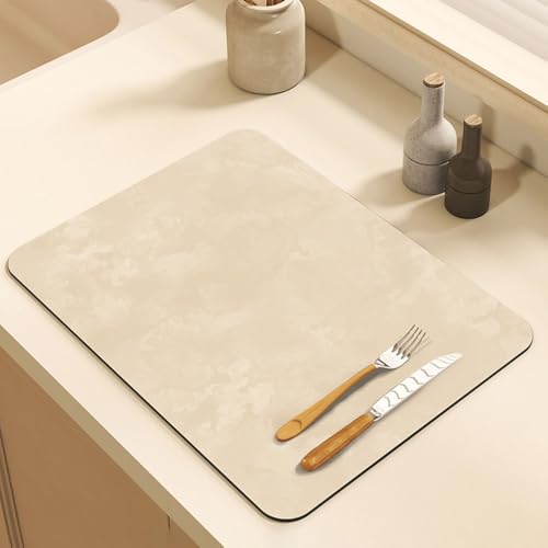Odot Abtropfmatte für Geschirr, Uni-Farbe Abtropfmatte Geschirr Schnelltrocknend Geschirr Abtropfmatte Kaffeemaschine Matte Kaffeematte (Beige,40x50x2,5cm) von Odot