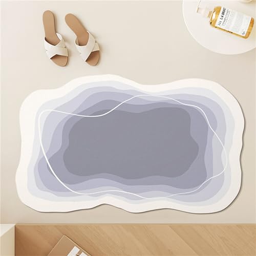 Odot Badematte rutschfest, Durchgehende Farblinien Schnelltrocknende Badezimmerteppich Super Saugfähig Kieselgur Duschmatte Absorbierende Badvorleger für Badewannen Badezimmer (Blau 1,80x120cm) von Odot