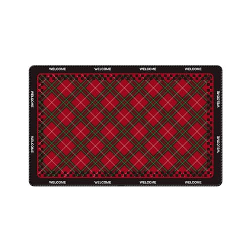 Odot Badematte rutschfest, Einfaches Plaid Druck Schnelltrocknende Badezimmerteppich Super Saugfähig Kieselgur Duschmatte Absorbierende Badvorleger für Dusche Badewannen (Rot 2,100x120cm) von Odot