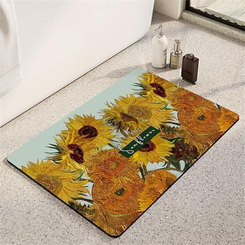 Odot Badematte rutschfest, Ölgemäldepflanzen Schnelltrocknende Badezimmerteppich Super Saugfähig Kieselgur Duschmatte Absorbierende Badvorleger für Dusche Badezimmer Toilette (Sonnenblume,40x60cm) Odot Badematte rutschfest, Ölgemäldepflanzen Schnelltrocknende Badezimmerteppich Super Saugfähig Kieselgur Duschmatte Absorbierende Badvorleger für Dusche Badezimmer Toilette (Sonnenblume,40x60cm) von Odot