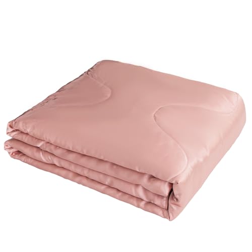 Odot Bettdecke Ohne Bezug Nutzbar 155x220 135x200 220x240, Einfarbig Satin Bettdecke Ohne Bezug Sommer Weich Leicht Sommerbettdecke Steppdecke Tagesdecke (Rosa,155x220cm) von Odot