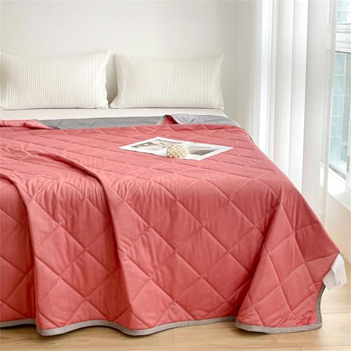 Odot Bettdecke Ohne Bezug Nutzbar Sommer, Waschbare Bettdecke Ohne Bezug Dünne Sommerbettdecke Leicht Doppelseitige Kühldecke Sommerdecke für Bett Sofa (Einfarbig Rot,100 * 150cm) von Odot