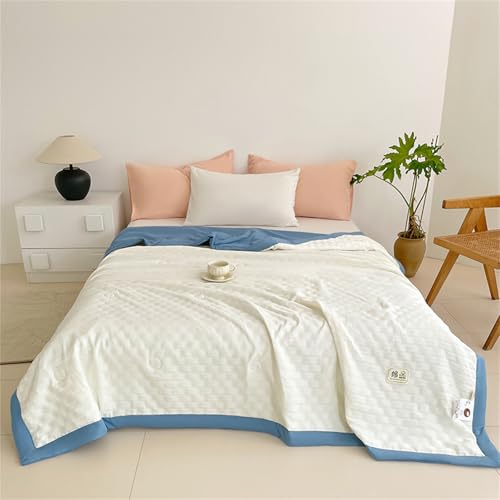 Odot Bettdecke Ohne Bezug Nutzbar Sommer, Waschbare Bettdecke Ohne Bezug Dünne Sommerbettdecke Leicht Doppelseitige Sommerdecke für Bett Sofa (Hellblau,180 * 200cm) von Odot