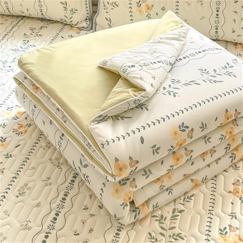 Odot Bettdecke Ohne Bezug Sommer, 3,5 Tog Bettdecke Ohne Bezug Dünne Nutzbar Sommerbettdecke Leicht Doppelseitige Sommerdecke für Bett Sofa (Gelbe Blüten,200 * 230cm) von Odot