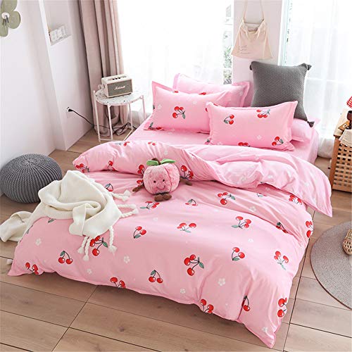 Odot Bettwäsche Bettbezug Set, Bedding Set of Four, Hohe Qualität Microfaser Atmungsaktive Hypoallergen Bequem Bettlaken & Kissenbezuge Weich und Haltbar (Rote Kirsche,200x200cm) von Odot