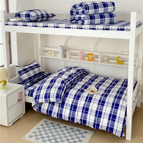 Odot Bettwäsche-Sets 150x210cm, 3 Teilig Bettbezüge und Spannbettlaken mit 1 Kissenbezüge, Superweiches Mikrofaser Bettbezüge mit Reißverschluss für Schulwohnheime (150x210cm,Blau-Weiß kariert) Odot Bettwäsche-Sets 150x210cm, 3 Teilig Bettbezüge und Spannbettlaken mit 1 Kissenbezüge, Superweiches Mikrofaser Bettbezüge mit Reißverschluss für Schulwohnheime (150x210cm,Blau-Weiß kariert) von Odot