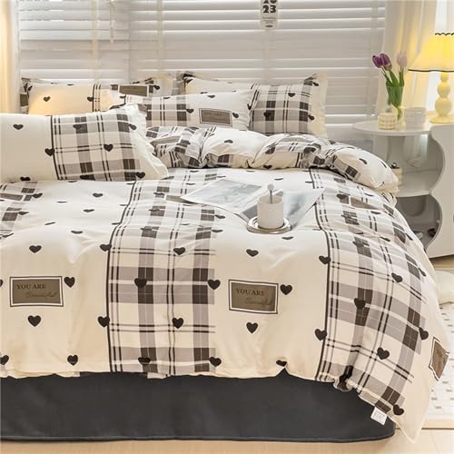 Odot Bettwäsche-Sets 4teilig, Einzelbett Doppelbett Bettwäsche Set mit Bettbezug, Bettlaken & Kissenbezüge, Mikrofaser Bettbezug Set für Erwachsene Teenager Kinder (200x230cm,Liebesherz) von Odot