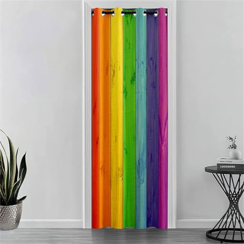 Odot Blackout Vorhang mit Ösen, 3D Holzbrett Drucken Verdunkelungsvorhänge Raumteiler Vorhang Thermo Türvorhang - Winddicht Türtrenner/Raumverdunkelung (Bunt,120x200cm) von Odot