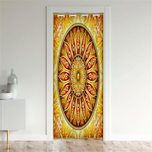 Odot Blackout Vorhang mit Ösen, Mandala Stil 3D Drucken Verdunkelungsvorhänge Raumteiler Vorhang Thermo Türvorhang - Winddicht Türtrenner/Raumverdunkelung (130x150cm,Exotisch Stil) von Odot