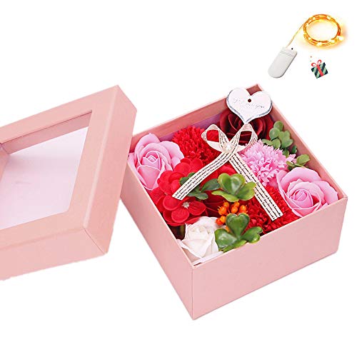 Odot Blumen Seife Geschenk, Rosen Duftseifen Geschenk-Box Set Floral Duftende Kreative Künstliche Flower für Valentinstag Muttertag Hochzeit Geburtstag Jahrestag (rot) von Odot