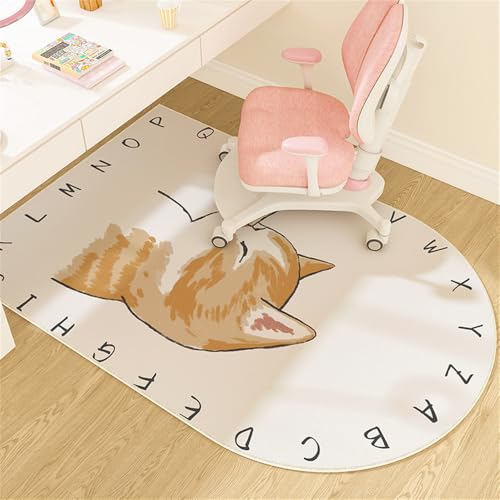 Odot Bodenschutzmatte Bürostuhl, Bürostuhl Unterlage Diverse Größen Schreibtischstuhl Unterlage Silikon rutschfest Bodenschutzmatte Gaming Teppich für Hartböden (Orange Katze,100x120cm) von Odot