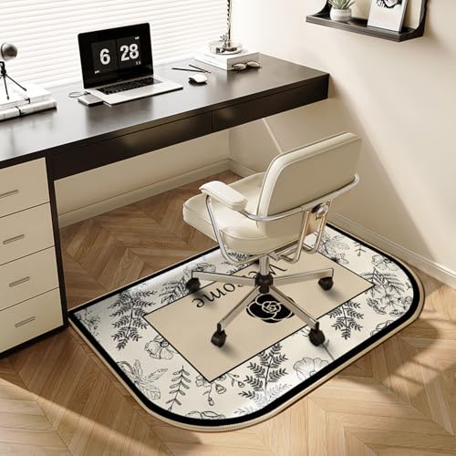 Odot Bodenschutzmatte Bürostuhl, Dicke Bürostuhl Unterlage Diverse Größen Schreibtischstuhl Unterlage rutschfest Bodenschutzmatte Modern Gaming Teppich für Hartböden Büro (Schwarze Rose,50x80cm) von Odot