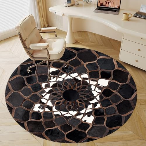 Odot Bodenschutzmatte Bürostuhl, Metalldruck Runde Bürostuhl Unterlage Diverse Größen Schreibtischstuhl Unterlage rutschfest Bodenschutzmatte Gaming Teppich für Hartböden Büro (Mandala,120cm) von Odot