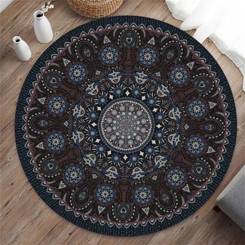 Odot Bodenschutzmatte Bürostuhl, Runde Bürostuhl Unterlage Diverse Größen Schreibtischstuhl Unterlage rutschfest Bodenschutzmatte Gaming Teppich für Hartböden Büro (Braunes Mandala,120cm) von Odot