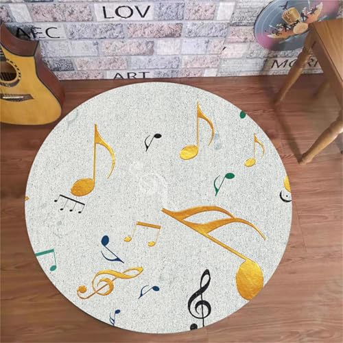 Odot Bodenschutzmatte Bürostuhl, Runde Bürostuhl Unterlage Diverse Größen Schreibtischstuhl Unterlage rutschfest Bodenschutzmatte Gaming Teppich für Hartböden Büro (Fröhliche Musik,80cm) von Odot