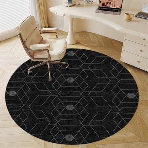 Odot Bodenschutzmatte Bürostuhl, Runde Bürostuhl Unterlage Diverse Größen Schreibtischstuhl Unterlage rutschfest Bodenschutzmatte Gaming Teppich für Hartböden Büro (Schwarzes Sechseck,100cm) von Odot