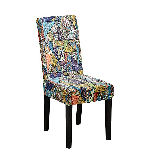 Odot Boho Stuhlhussen Esstisch, Stretch Stuhlhussen Hussen Abnehmbarer Waschbarer Stuhlbezug Drucken Sesselbezug für Hotel,Bankett,Restaurant,Haus (2er Set,Geometrie) von Odot