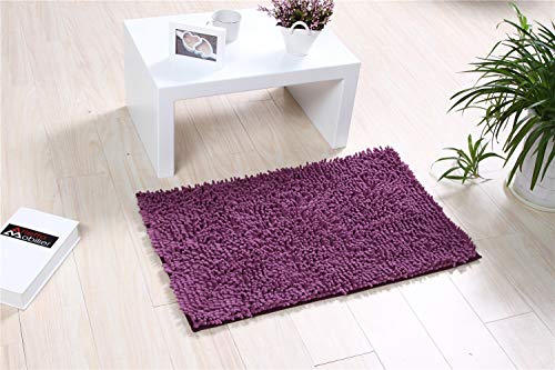 Odot Chenille Badematte, Super Saugfähiger WeicherBad-Teppiche Anti-Rutsch Bequeme Waschbarer Badteppich Flauschiger Badezimmerteppich in Shaggy-Optik (40x60cm,Helles Lila) von Odot