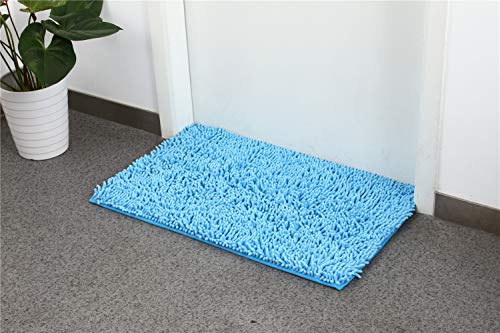 Odot Chenille Badematte, Super Saugfähiger WeicherBad-Teppiche Anti-Rutsch Bequeme Waschbarer Badteppich Flauschiger Badezimmerteppich in Shaggy-Optik (40x60cm,Himmelblau) von Odot