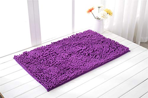 Odot Chenille Badematte, Super Saugfähiger WeicherBad-Teppiche Anti-Rutsch Bequeme Waschbarer Badteppich Flauschiger Badezimmerteppich in Shaggy-Optik (40x60cm,Lila1) von Odot