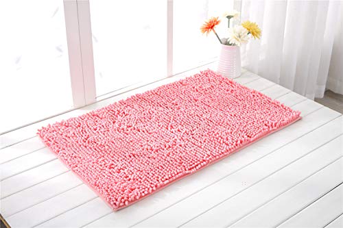 Odot Chenille Badematte, Super Saugfähiger WeicherBad-Teppiche Anti-Rutsch Bequeme Waschbarer Badteppich Flauschiger Badezimmerteppich in Shaggy-Optik (60x90cm,Rosa) von Odot