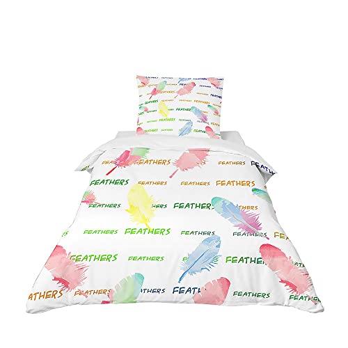 Odot Cot Bed Duvet Cover Set, Childs Toddler Bedding Quilt Covers Set for Kids Boys Girls, Microfibre Single Bed Duvetcover with Pillowcase Kids Bedding (Modefedern 3,90x190cm) von Odot