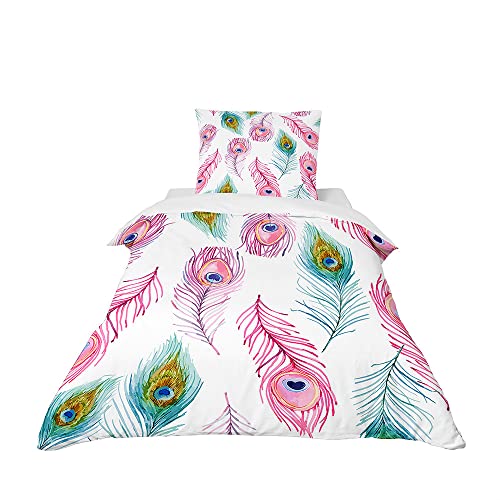 Odot Cot Bed Duvet Cover Set, Childs Toddler Bedding Quilt Covers Set for Kids Boys Girls, Microfibre Single Bed Duvetcover with Pillowcase Kids Bedding (Modefedern 4,90x190cm) von Odot