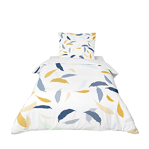 Odot Cot Bed Duvet Cover Set, Childs Toddler Bedding Quilt Covers Set for Kids Boys Girls, Microfibre Single Bed Duvetcover with Pillowcase Kids Bedding (Modefedern 8,150x200cm) von Odot