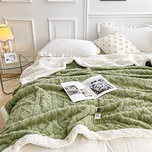 Odot Decke Mikrofaser Sherpa Fleecedecke, Super Weich Wohnzimmerdecke Kuscheldecke Tagesdecke Sofadecke für Couch Bett TV-Decke Reise Camping (150x200cm,grün) von Odot