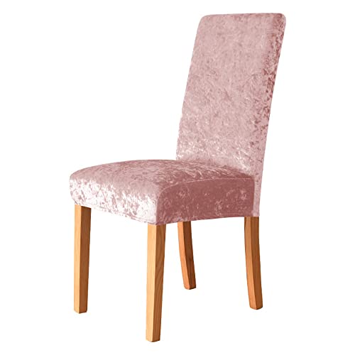Odot Diamond Samt Stuhlhussen Esstisch Mit 2/4/6 Stühlen Set, Stretch Stuhlhussen Hussen Abnehmbarer Waschbarer Stuhlbezug Sesselbezug für Hotel,Bankett,Restaurant,Haus (4er Set,Rosa) von Odot