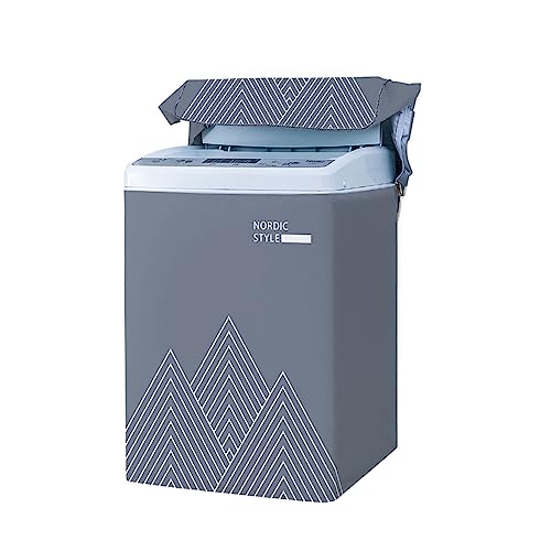 Odot Druck Waschmaschinenabdeckung Toplader Staubdichte wasserdichte Sonnenfest Abdeckungen für Waschmaschine Trockner Waschtrocknerabdeckung Passend für Meisten Top (Grau,L (6.8-8kg)) von Odot